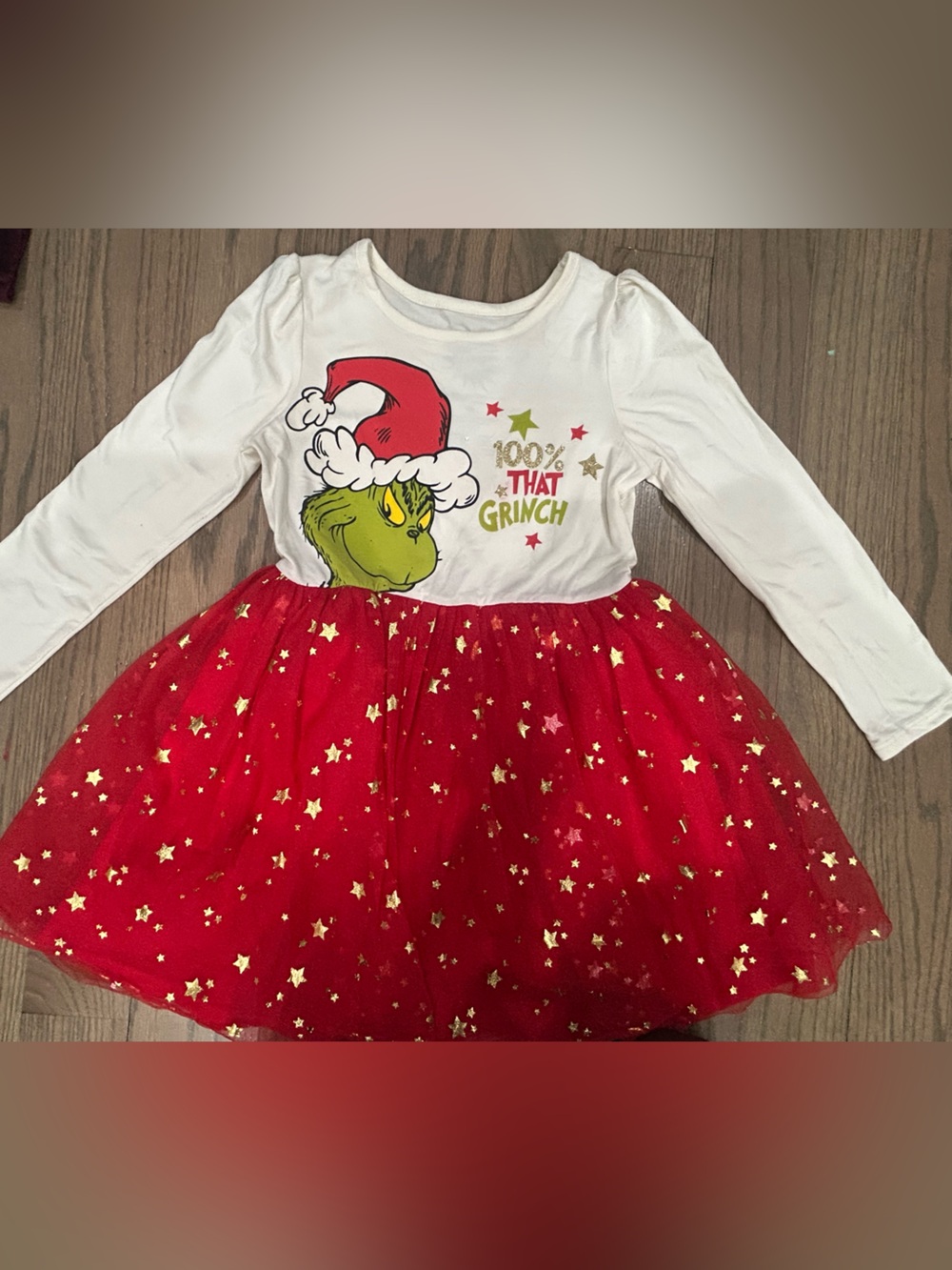 Girls Christmas Dress Grinch Tutu Size 6 Long Sleeve